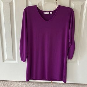 Susan Graver Liquid knit Tunic Purple 3/4 Sleeves XS